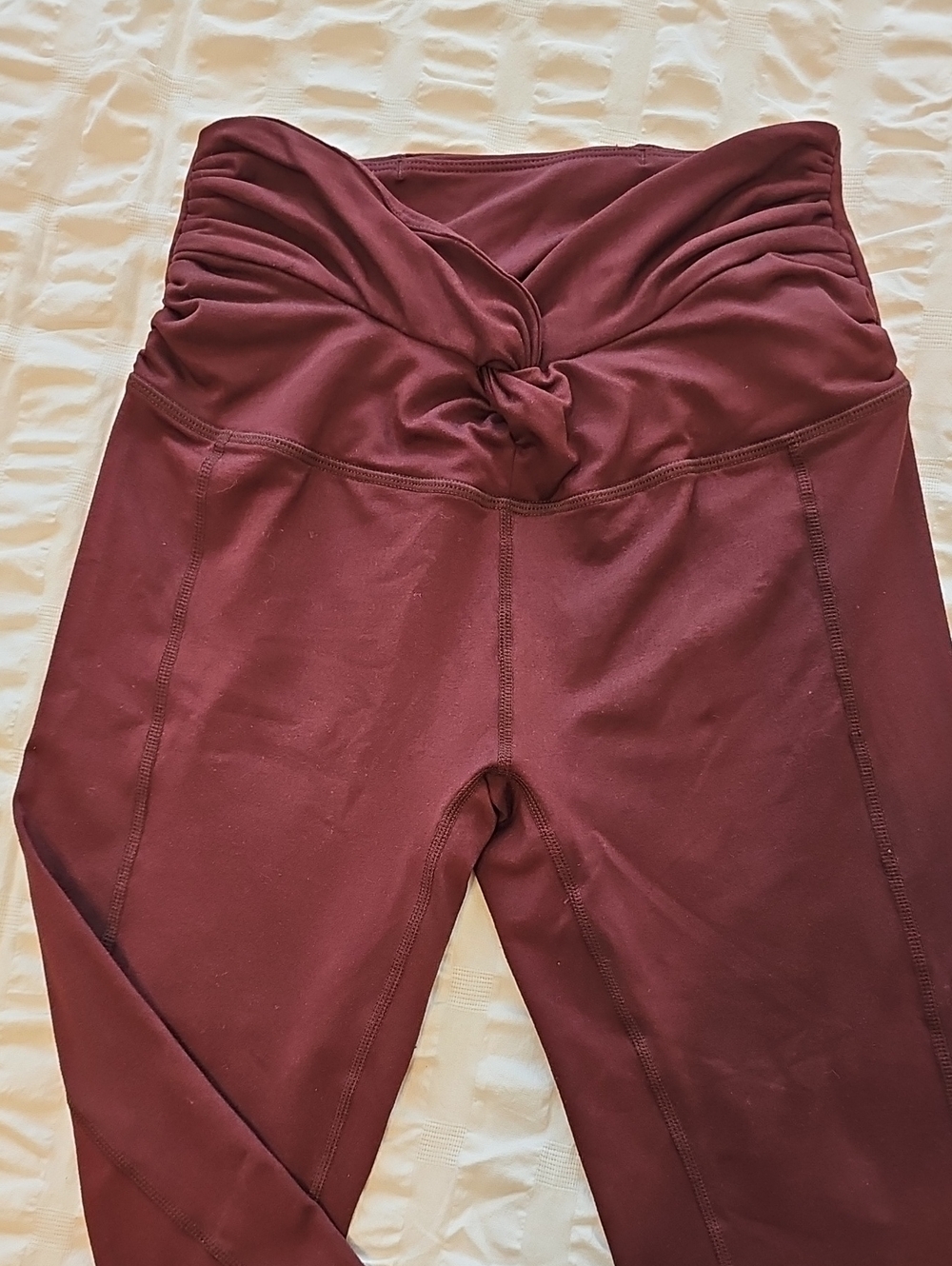 FP Movement by Free People Burgundy Twist-Front High Waist Cropped Leggings